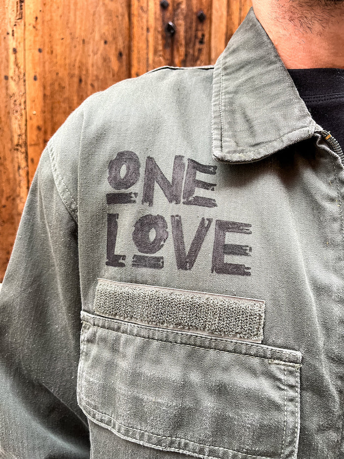 Veste militaire homme customisée Bob Marley "One Love"