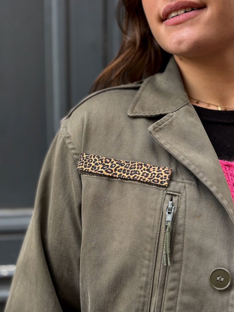 Veste militaire femme customisée Frida Kahlo - Pièce Unique