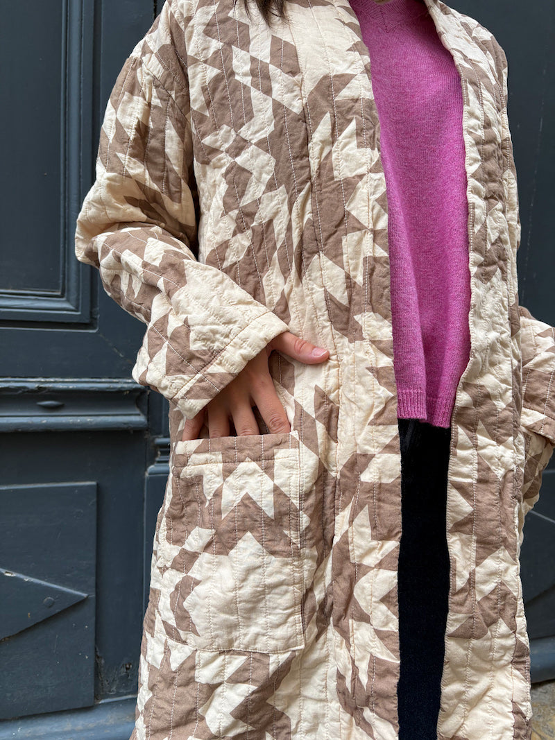 Veste longue Patchwork beige et blanc Banditas from Marseille - Chilled
