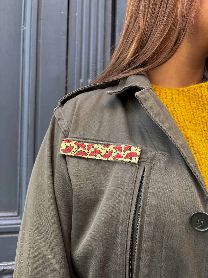 Veste militaire brodée à la main Frida Kahlo - Floral Kahlo