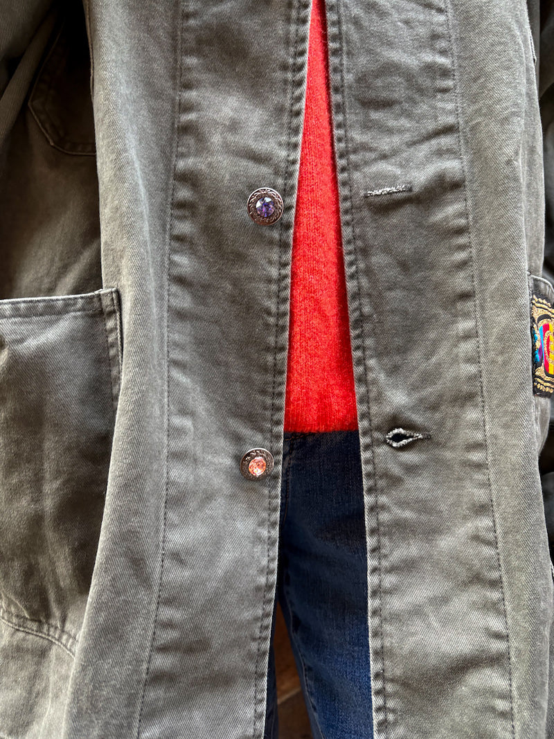 Veste femme brodée à la main - Inspiration visage de Klimt