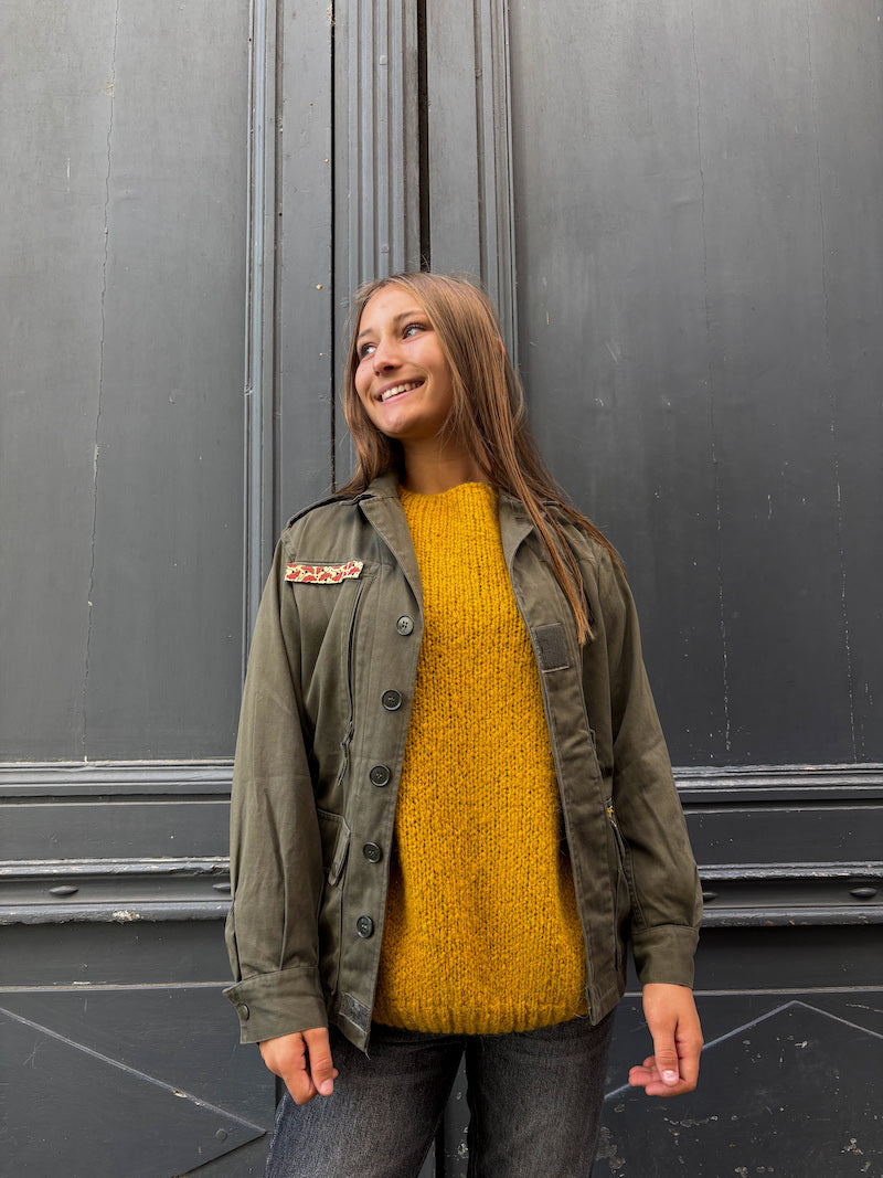 Veste militaire brodée à la main Frida Kahlo - Floral Kahlo