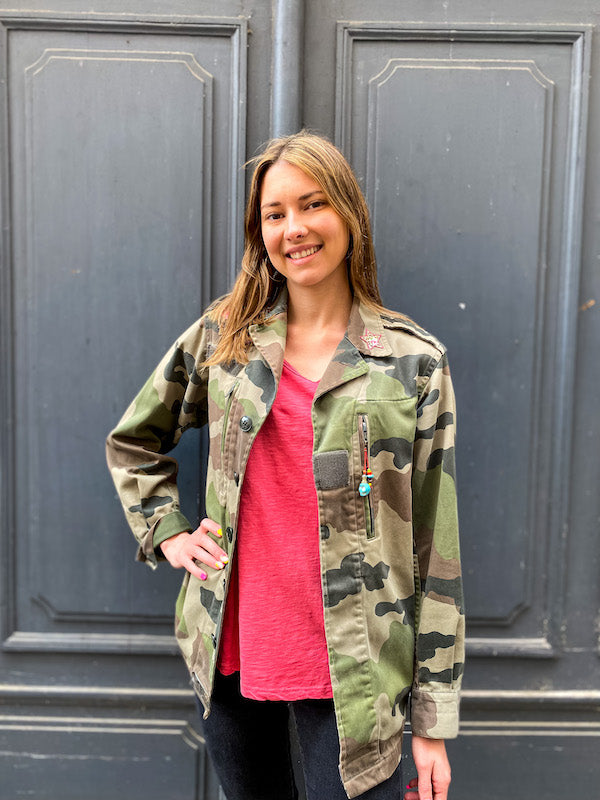 Veste militaire camouflage fleurs de cerisiers