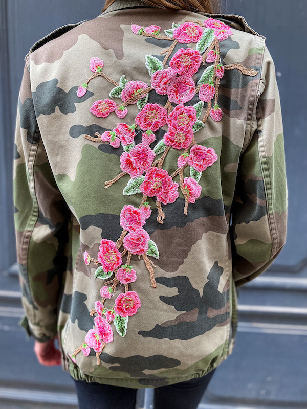 Veste militaire camouflage fleurs de cerisiers