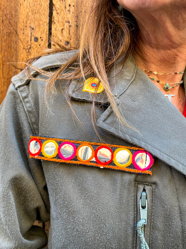Veste militaire customisée d'une tête de Bouddha