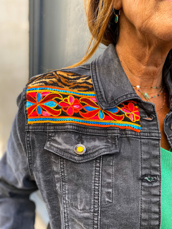 Veste en jean noir aigle Eagle