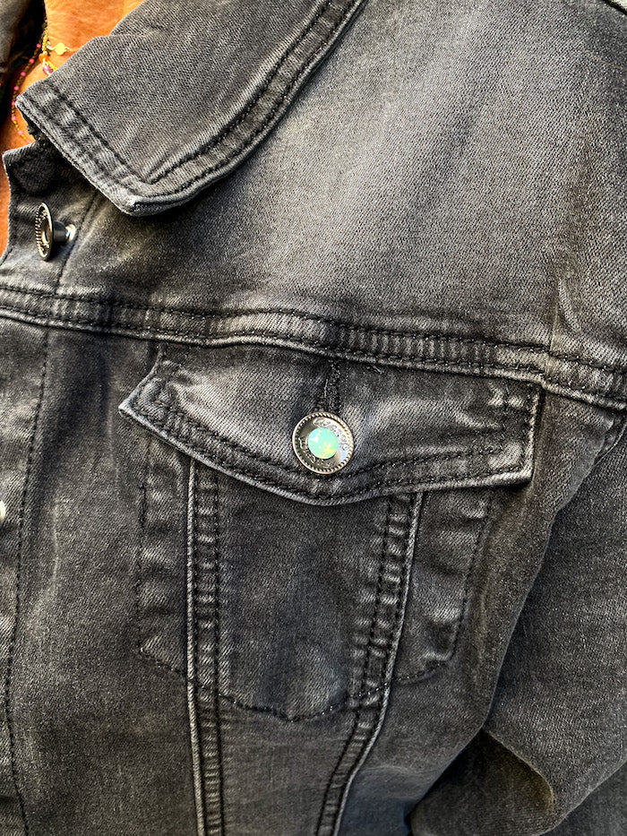 Veste en jean noir aigle Eagle