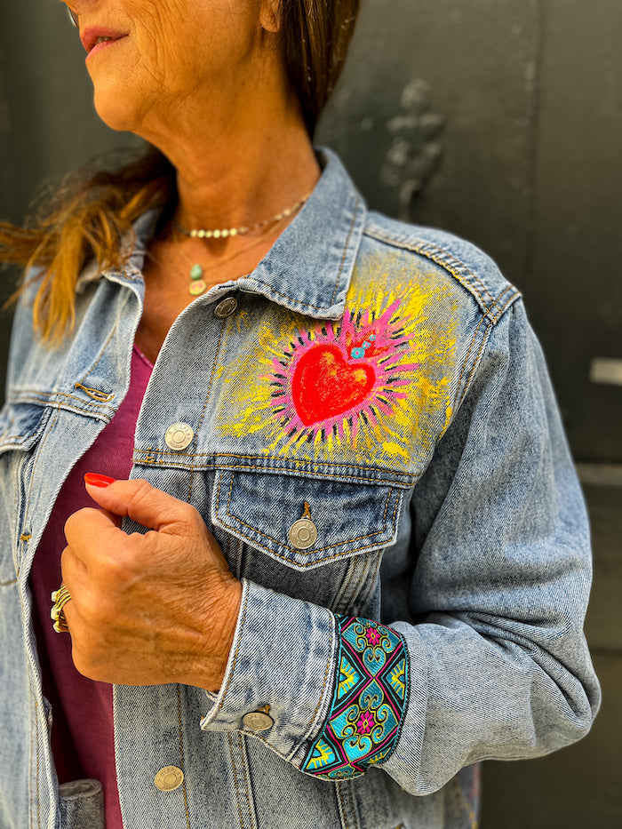 Veste en jean oversize peint à la main Frida Kahlo - Pintura