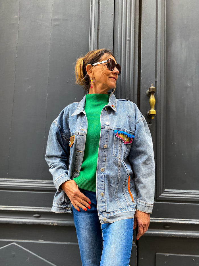 Veste en jean oversize Frida Kahlo Gotas de Amor