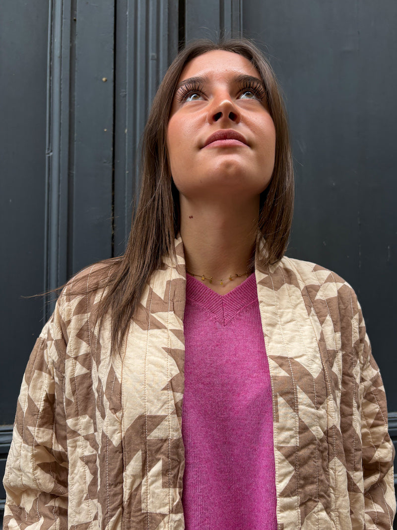 Veste longue Patchwork beige et blanc Banditas from Marseille - Chilled