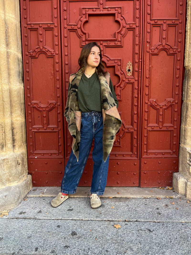 Veste sans manche fausse fourrure réversible