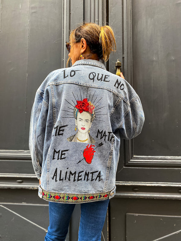 Veste en jean oversize Frida Kahlo Gotas de Amor