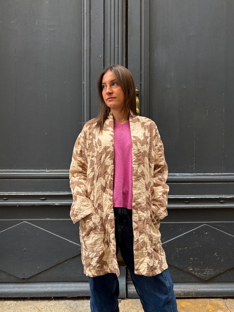 Veste longue Patchwork beige et blanc Banditas from Marseille - Chilled