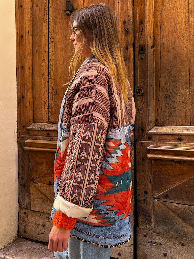 Veste matelassée oversize imprimé ethnique