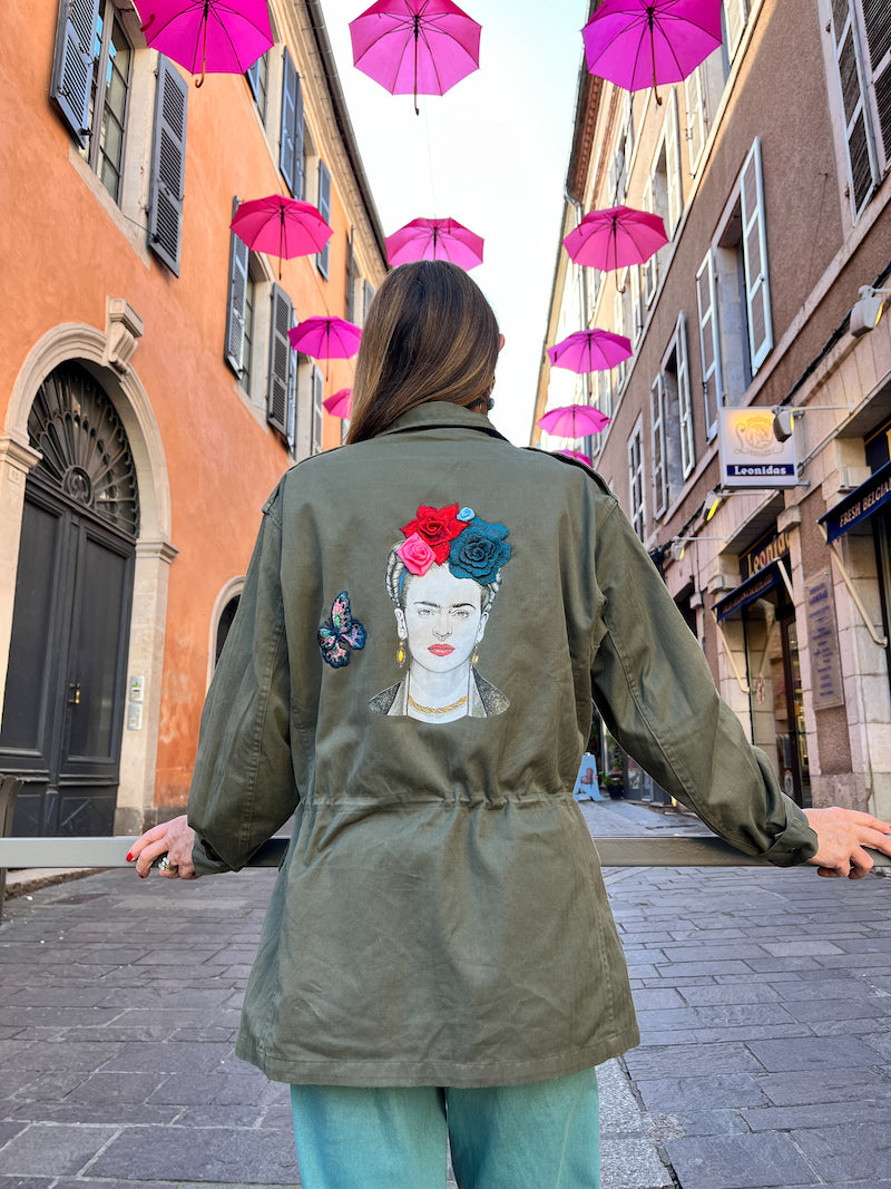 Veste militaire brodée Frida Kahlo -