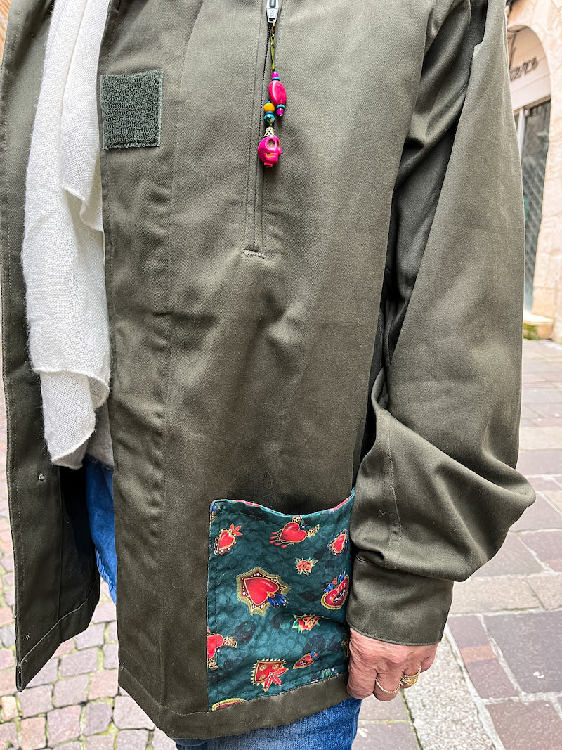 Veste militaire brodée à la main Frida Kahlo Papagayo
