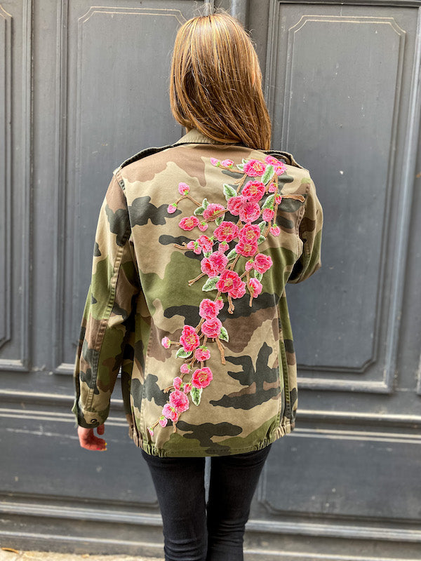 Veste militaire camouflage fleurs de cerisiers