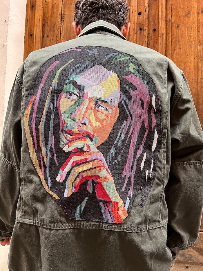 Veste militaire homme customisée Bob Marley "One Love"