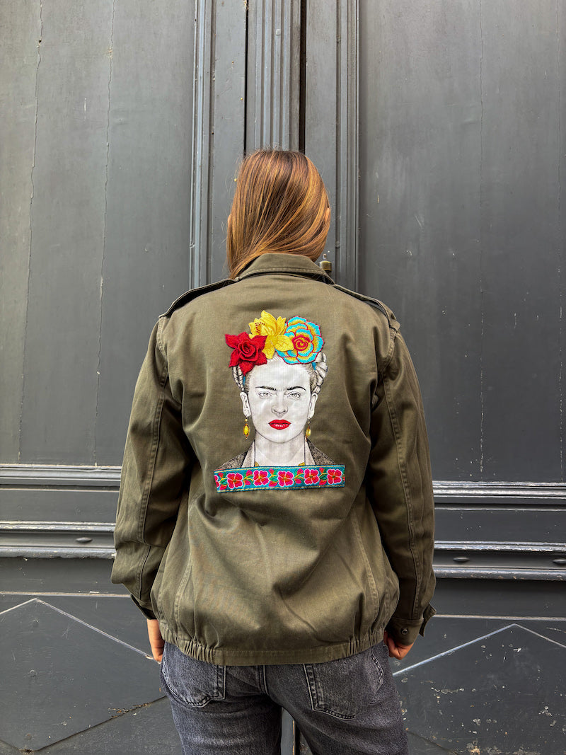 Veste militaire brodée Frida Kahlo - Floral Kahlo