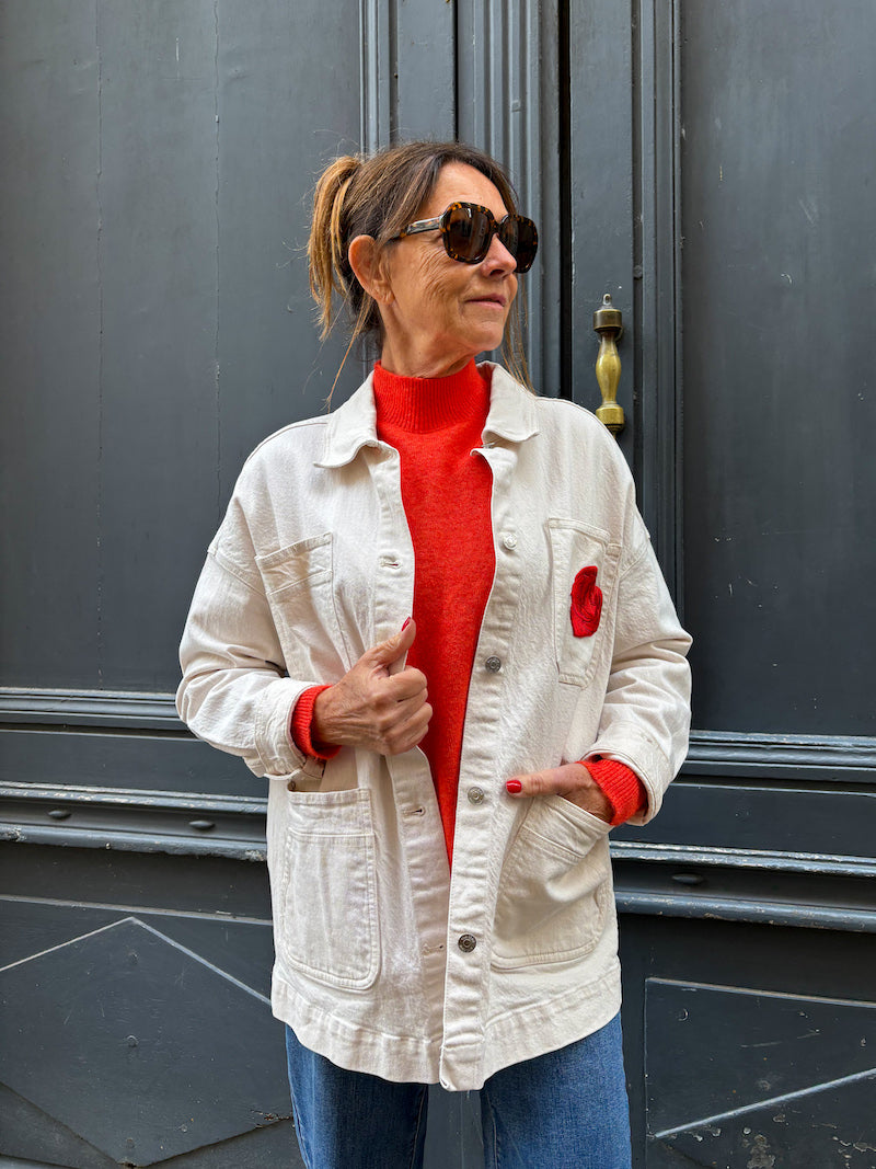 Veste jean oversize customisée - Les Noces Funèbres / Tim Burton