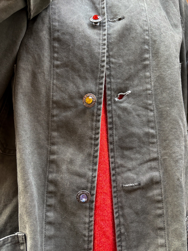 Veste femme brodée à la main - Inspiration visage de Klimt
