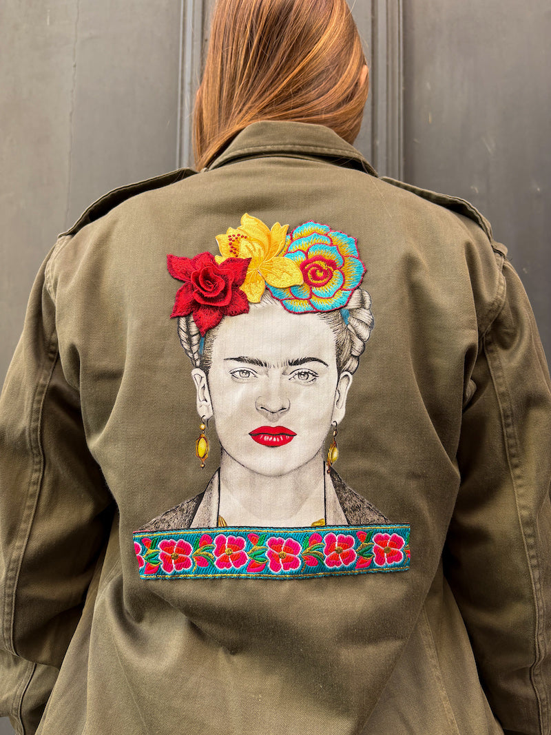 Veste militaire brodée Frida Kahlo - Floral Kahlo