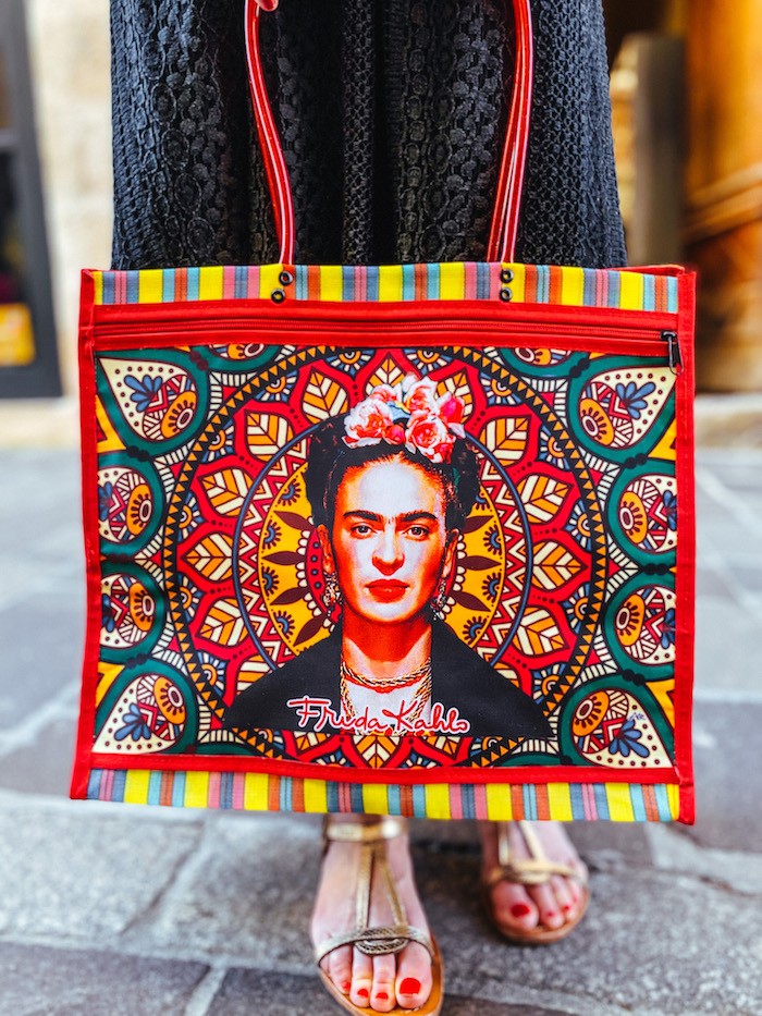 Sac cabas plastifié rouge Frida Kahlo - Sac à main