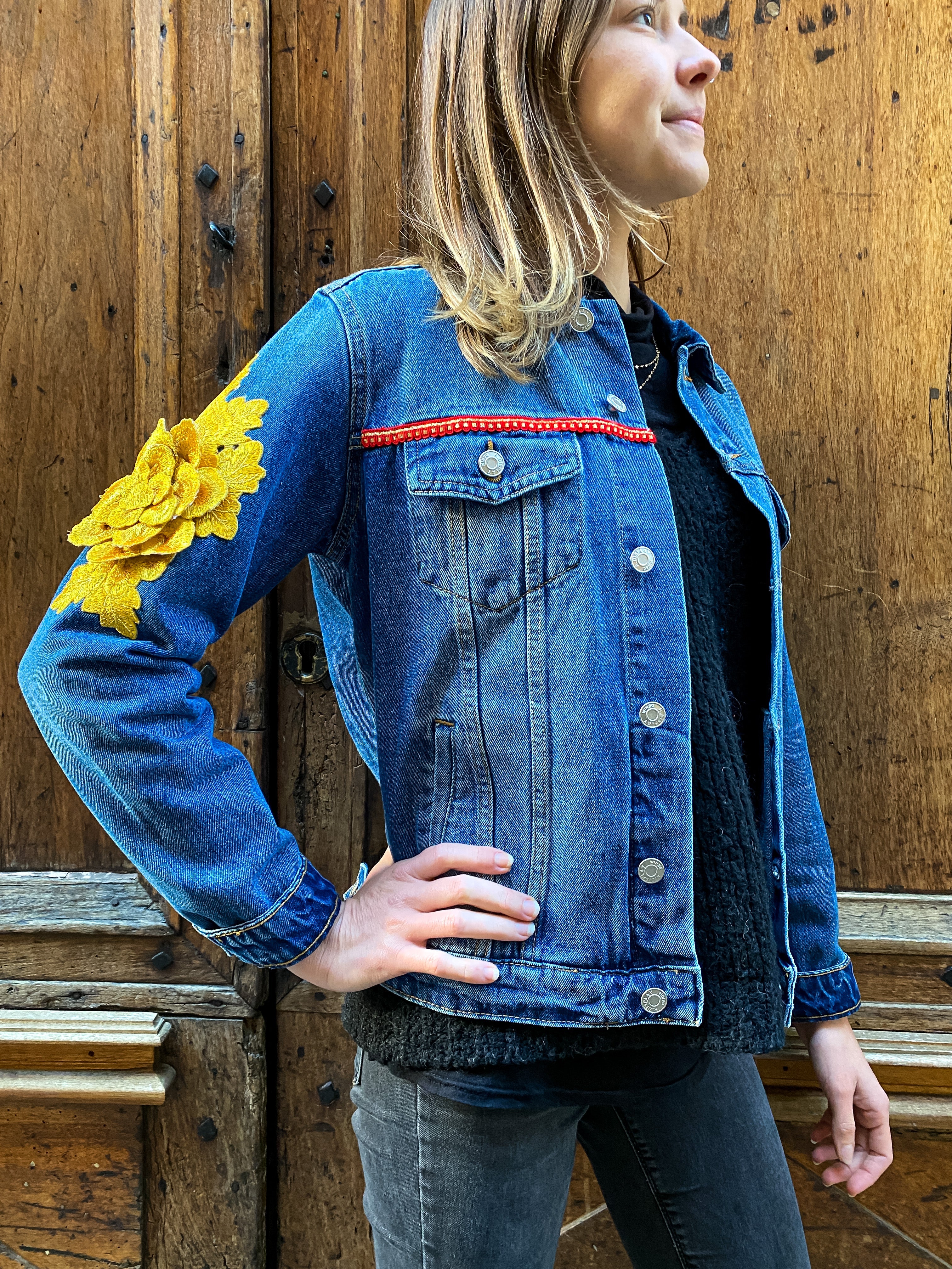 Veste en jean customisée d’un aigle - Veste en jean