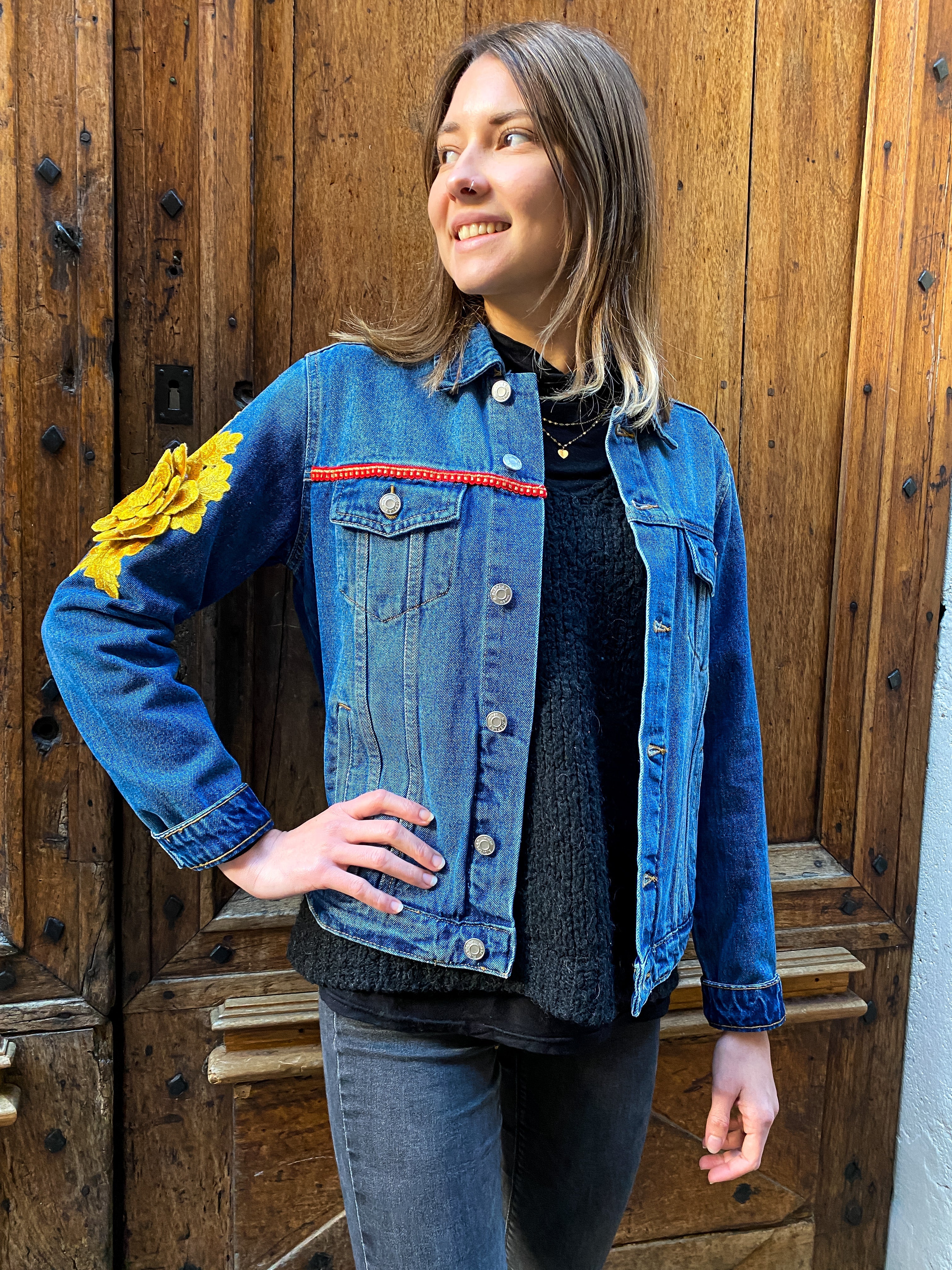 Veste en jean customisée d’un aigle - Veste en jean
