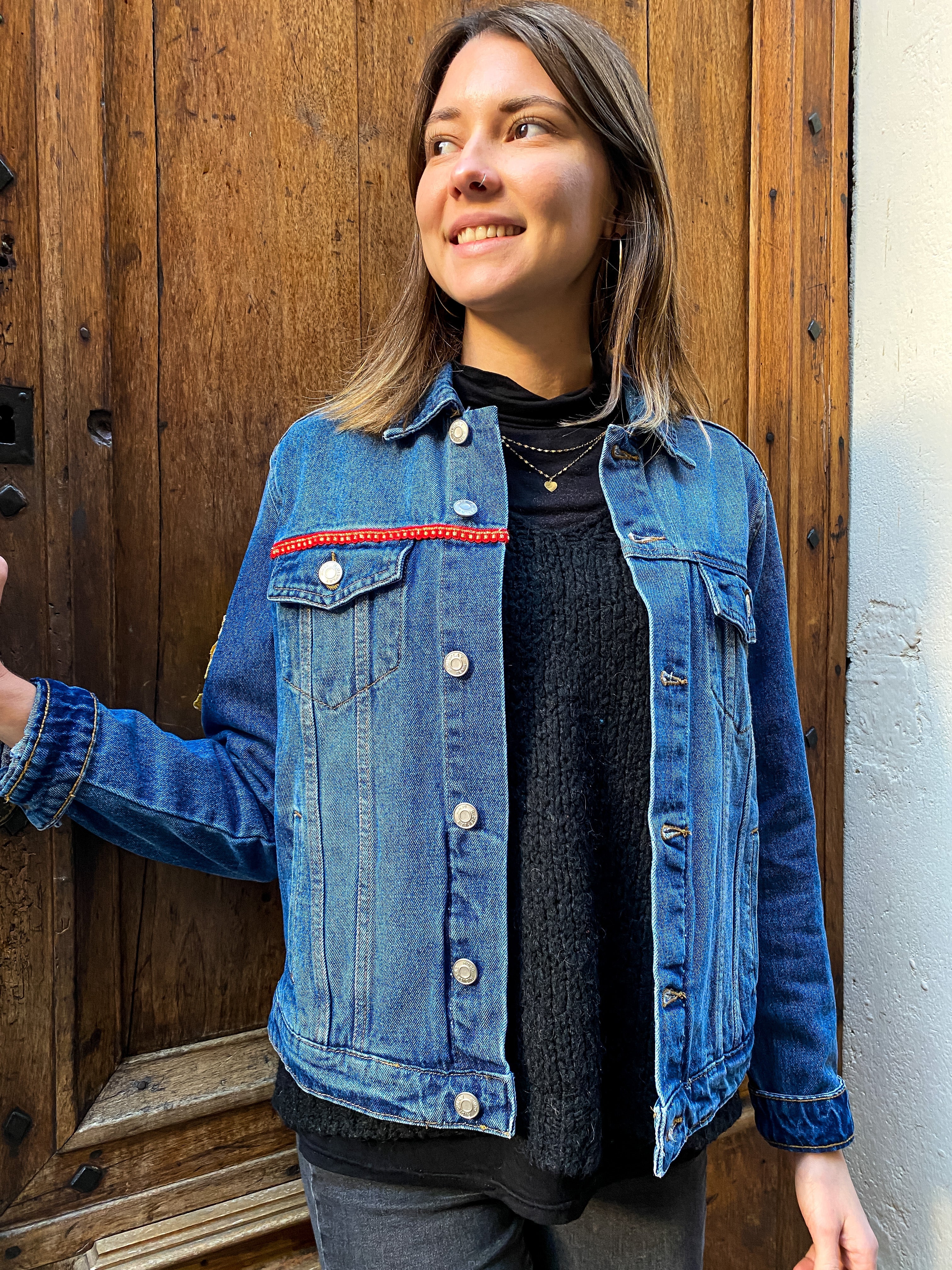 Veste en jean customisée d’un aigle - Veste en jean