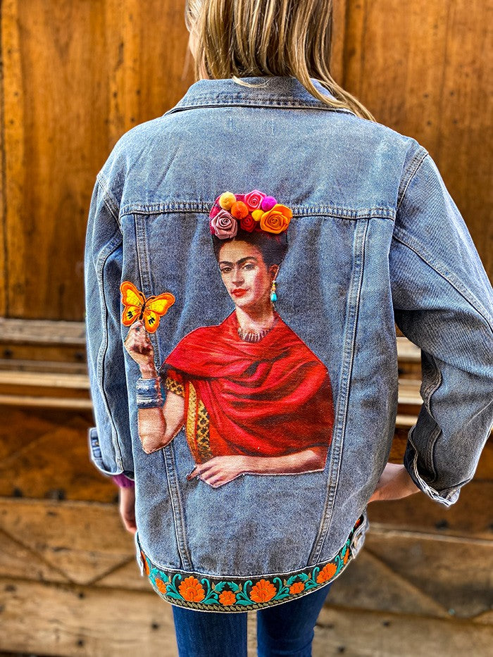 Veste en jean oversize Frida Kahlo Mariposa - Veste en jean