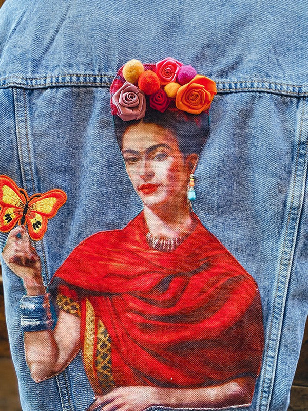 Veste en jean oversize Frida Kahlo Mariposa - Veste en jean