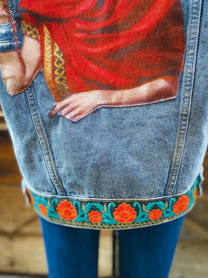 Veste en jean oversize Frida Kahlo Mariposa - Veste en jean