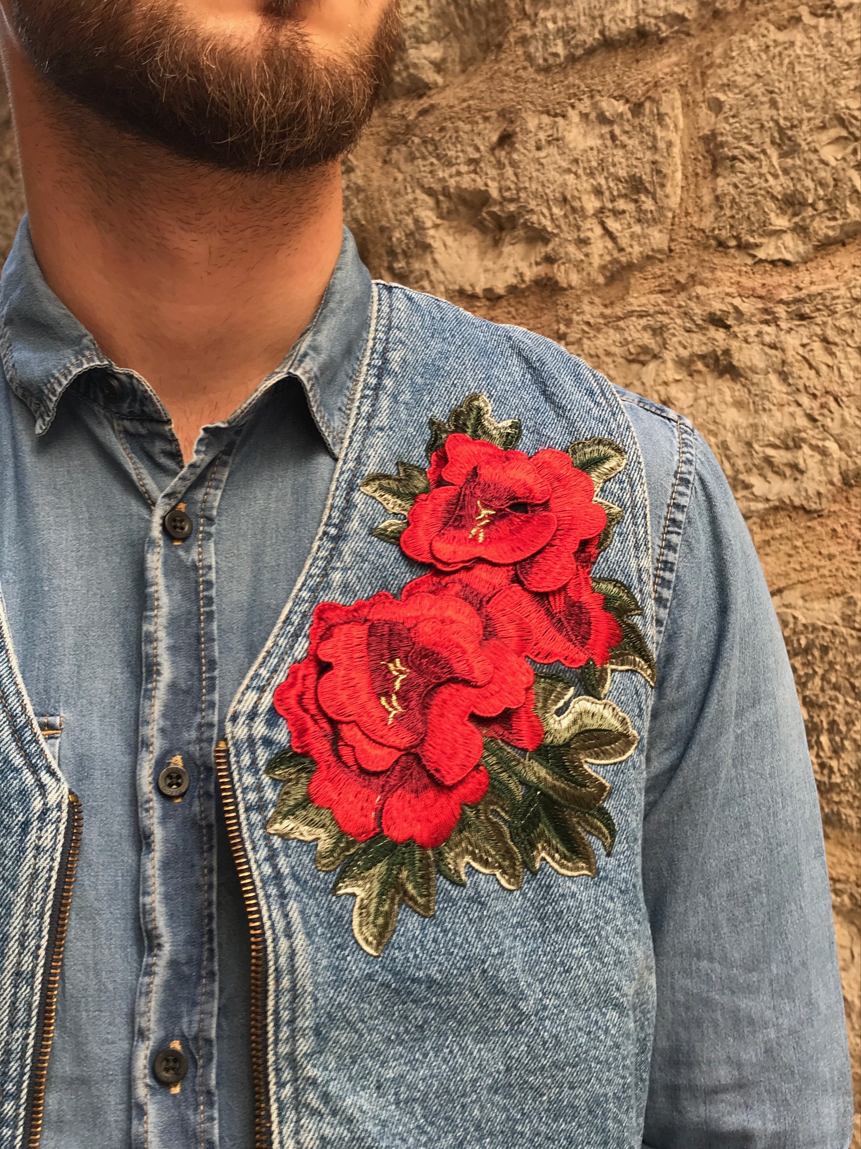 Veste en jean unisexe sans manche tête de tigre - Veste en